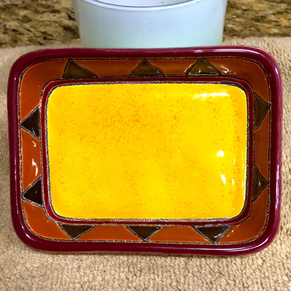 Eduardo Vega Artesa Trinket Dish Hand Painted Aztec Boho Ecuador Artisan Decor